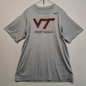 Nike Dri-Fit Virginia Tech VT Football T-Shirt Youth Large Gray Short Sleeve